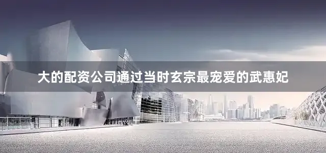 大的配资公司通过当时玄宗最宠爱的武惠妃
